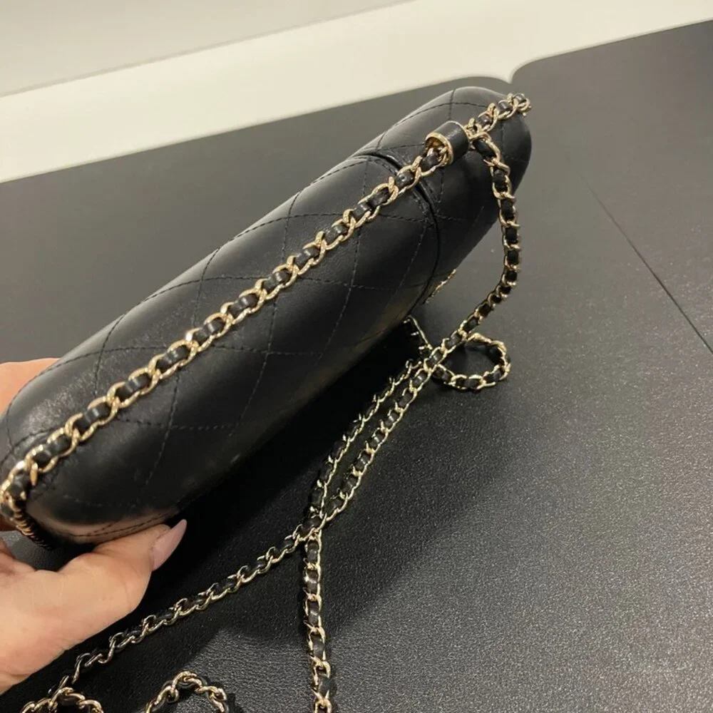 Chanel Chain Around Phone Holder Black Lambskin (JB1414)